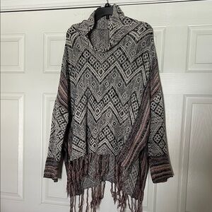 Mossimo Supply Co. Black and Pink Geometric Turtleneck Sweater